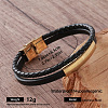 Vintage 304 Stainless Steel Men's Braided PU Leather 2-Strand Bracelets with Metal Clasps TT3196-8-1
