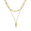 Summer Beach 304 Stainless Steel Fish Pendant Double Layer Necklaces for Women WG2FA6C-01-5