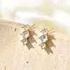 Brass Micro Pave Clear Cubic Zirconia Stud Earrings EJEW-R016-26G-15-1