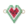 Glass Seed Beaded Watermelon Heart Links Connector Charms PALLOY-MZ01142-1