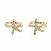 Brass Micro Pave Clear Cubic Zirconia Cuff Earrings EJEW-T046-22G-NF-2