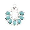 Bohemian Style 304 Stainless Steel with Dyed Synthetic Turquoise Pendants STAS-G381-01S-1