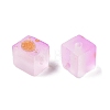 Frosted Glass Beads with Golden Glitter Powder DGLA-NH001-6mm-01I-2