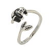 Cute Panda Brass Enamel Open Cuff Ring for Women RJEW-M016-01P-2