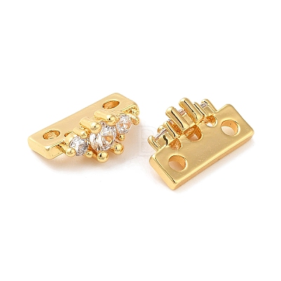 Brass Micro Pave Clear Cubic Zirconia Slide Charms KK-P239-16G-1