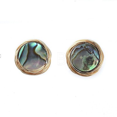 Abalone Shell/Paua Shell Stud Earrings EJEW-JE03864-02-1