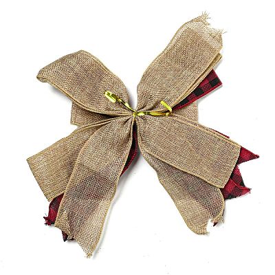 Christmas Linen Big Bowknot Decorations AJEW-M041-01B-1