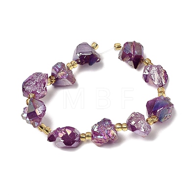 Electroplated Raw Rough Natural Amethyst Beads Strands G-Z131-J02-08-1