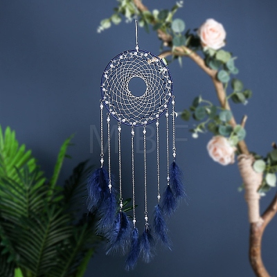Woven Web/Net with Feather Wall Hanging Decorations PW-WG81593-01-1