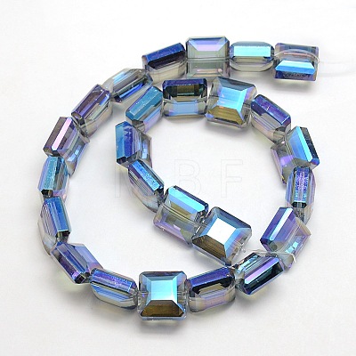 Electroplate Crystal Glass Square Beads Strands EGLA-F064B-06-1