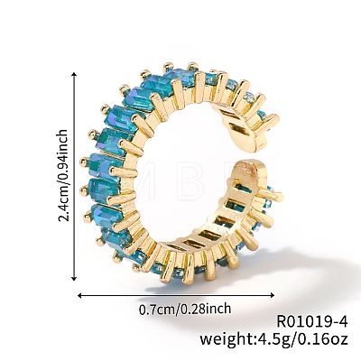 Brass Glass Cuff Rings ZQ1341-4-1