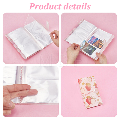 3 Inch 240-Pocket Strawberry Plastic Photocard Storage Albums with Press Stud AJEW-WH0752-817B-1