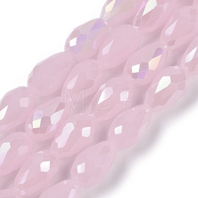 Opaque Solid Color Electroplate Glass Beads Strands LS-EGLA-N013-J8mm-B01-1