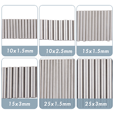 300Pcs 6 Style 304 Stainless Steel Tube Beads STAS-DC0013-23-1