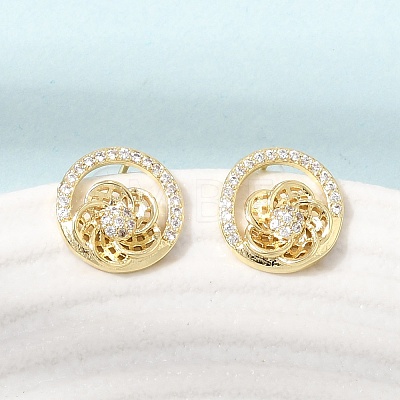 Brass Micro Pave Cubic Zirconia Stud Earrings for Women CU-CBAFF5B-11G-1