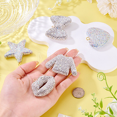 5Pcs 5 Styles Handmade Polymer Clay Pendants RB-BT0001-05C-1