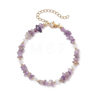 Natural Amethyst Chip Beaded Bracelets for Women BJEW-JB11742-03-1