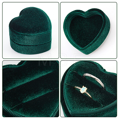 Heart Velvet Covered Cardboard Couple Rings Storage Box CON-WH0087-81A-1