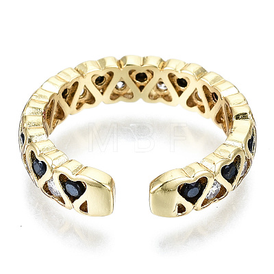 Brass Micro Pave Cubic Zirconia Cuff Rings RJEW-N032-002-NF-1
