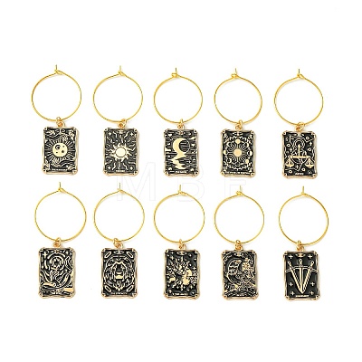 Tarot Cards Alloy Enamel Wine Glass Charms AJEW-JO00206-1