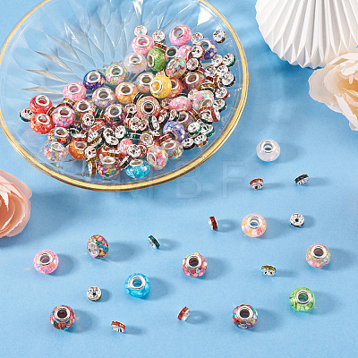 50Pcs Transparent Resin Rondelle European Beads RESI-TA0005-62-1