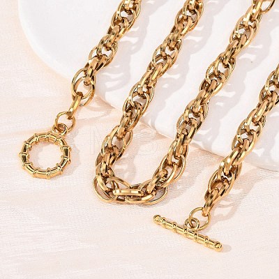 7MM 304 Stainless Steel Rope Chain Necklaces with OT Clasps for Men Women NJEW-P355-01B-G-1