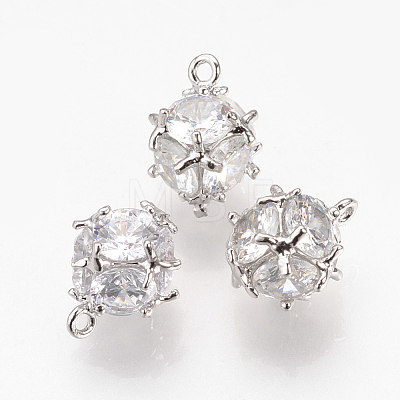 Brass Cubic Zirconia Charms ZIRC-T003-20P-1