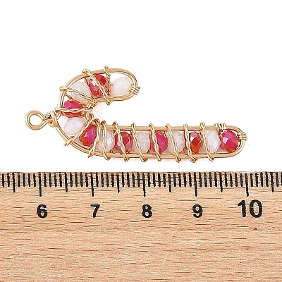 Christmas Copper Wire Wrapped Glass Beaded Pendants PALLOY-TA00440-1