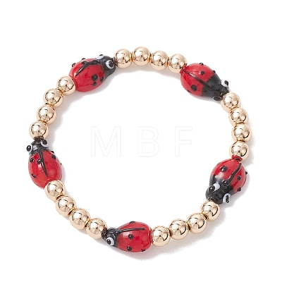 3Pcs Lampwork & Non-magnetic Synthetic Hematite Beaded Stretch Bracelets for Women BJEW-JB12943-1