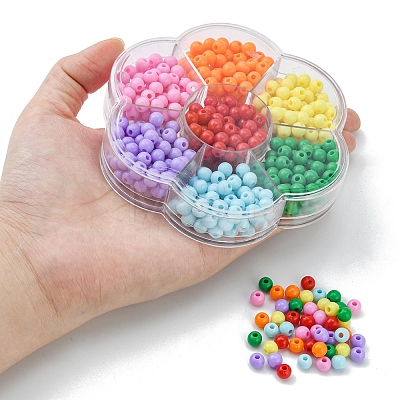 490Pcs 7 Colors Opaque Acrylic Beads SACR-YW0001-49-1