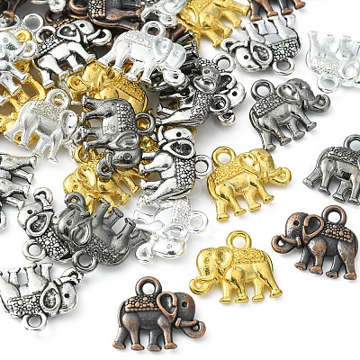 50Pcs 5 Colors Tibetan Style Alloy Charms FIND-FS0001-24-1