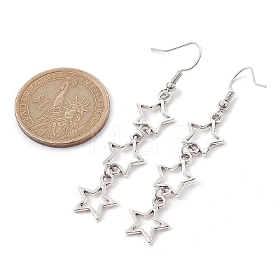 Star Hollow Alloy Dangle Earrings for Women EJEW-JE05628-1