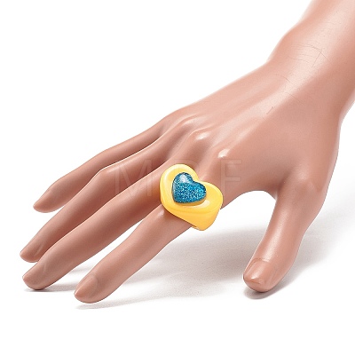 3D Resin Heart Finger Ring RJEW-JR00538-04-1