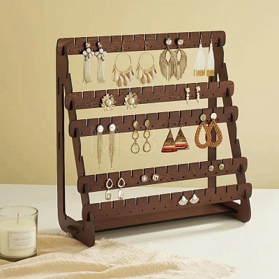 5-Tier Triangle Shape Wood Earring Riser Display Stands ODIS-K004-03-1