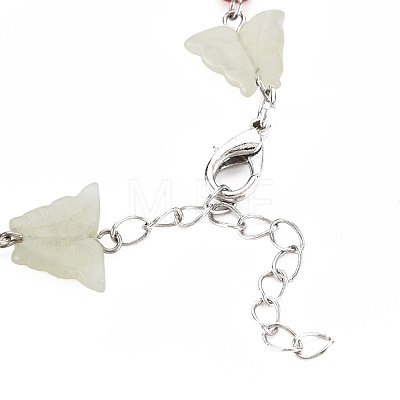 Butterfly Natural New Jade Beaded Bracelets for Girl Women BJEW-S145-002B-1
