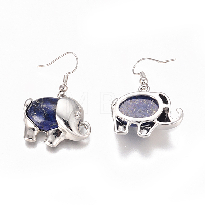 Natural Lapis Lazuli Dangle Earrings EJEW-K080-B07-1