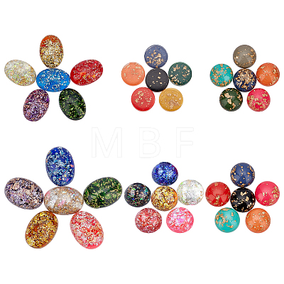 90Pcs 6 Style Resin Cabochons CRES-SC0001-80-1