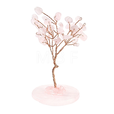 Natural Rose Quartz Chips Tree Decorations DJEW-S001-01A-1