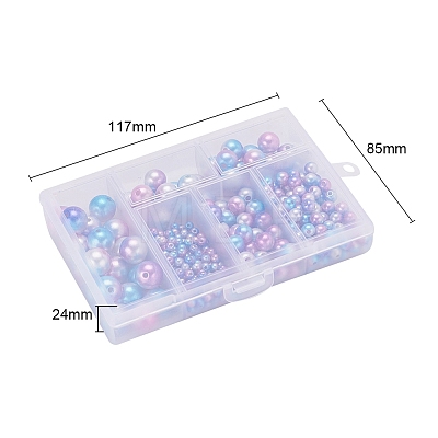 497Pcs 5 Style Rainbow ABS Plastic Imitation Pearl Beads OACR-YW0001-07C-1