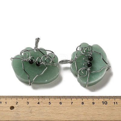 Natural Green Aventurine Copper Wire Wrapped Pendants G-K338-06P-06-1