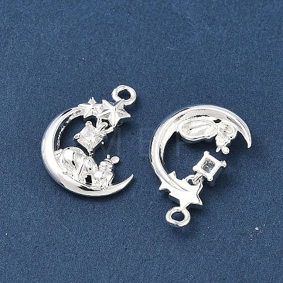 Brass Micro Pave Cubic Zirconia Pendants KK-C155-19S-03-1