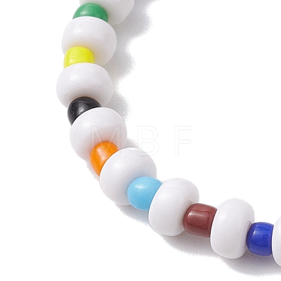 White Acrylic & Glass Seed Beaded Stretch Bracelets for Women BJEW-JB10344-1