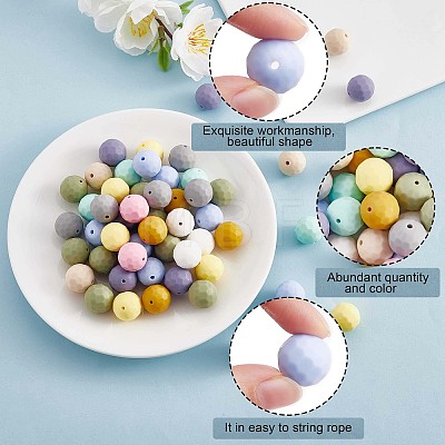 100Pcs Silicone Beads 15mm Multifaceted Round Silicone Beads Bulk Polygonal Silicone Beads Set for DIY Necklace Bracelet Key Chain Craft Jewelry Making JX326A-1