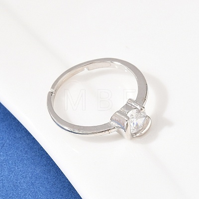 Brass Micro Pave Cubic Zirconia Finger Rings for Women RJEW-B153-02P-1