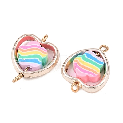 CCB Plastic Frame with Polymer Clay Rainbow Beads Links Connector Charms KK-D103-08B-RG-1