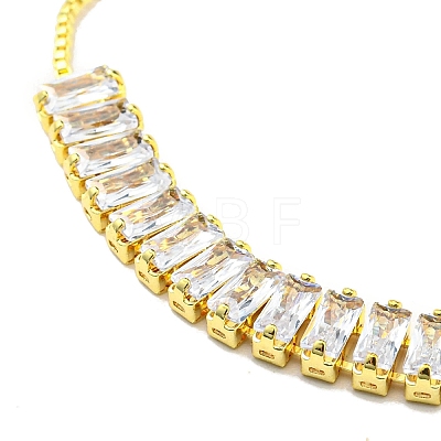 PVD Vacuum Plating Cubic Zirconia Tennis Link Slider Bracelet with Golden 201 Stainless Steel Box Chains BJEW-C044-01G-1