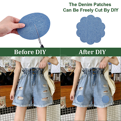 12Pcs 4 Colors Denim Cloth Iron On Sew On Patches PATC-FG0003-85-1