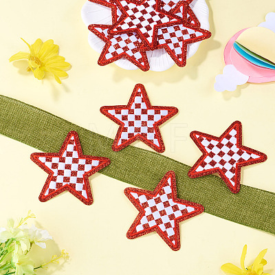 8Pcs Star with Lattice Computerized Embroidery Polyester Iron on/Sew on Patches PATC-TA0001-49B-1
