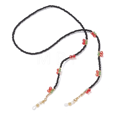 Glass Seed & Electroplate Glass Eyeglasses Chains AJEW-TA00057-1