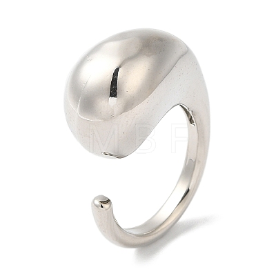 Rack Plating Brass Teardrop Open Cuff Rings for Women RJEW-S407-01P-1